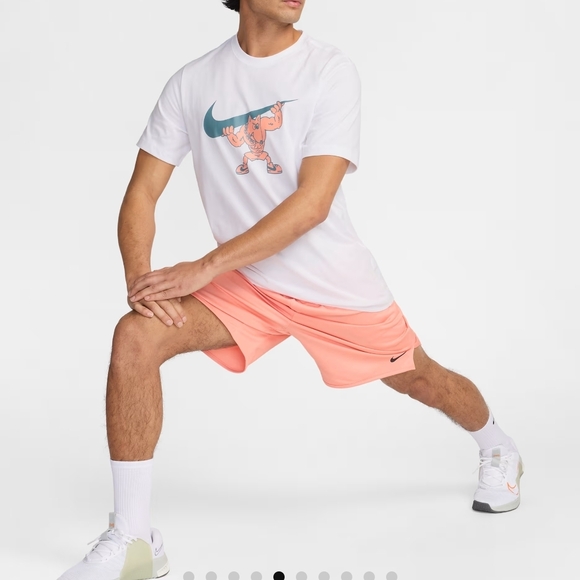 Nike HJ3680-100 White Graphic T-Shirt Man Flexing Muscle Swoosh Logo Tee - Picture 5 of 6